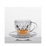Bohemia Crystal Diamond Coffee Tea Cup Plate Set 2+2