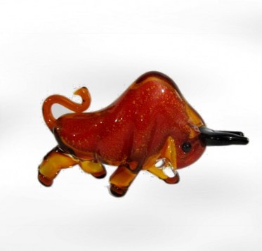 Hand Crafted Glass Animal Bull 30cm
